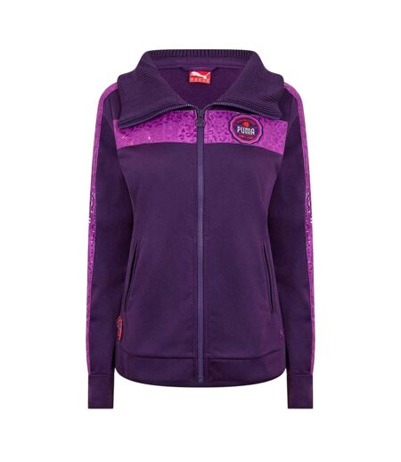 Womens/ladies Animal Print Track Jacket Purple Puma