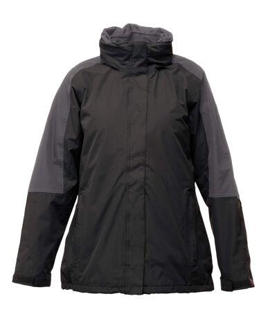 Regatta Womens/Ladies Defender III 3-In-1 Jacket  (Waterproof & Windproof) (Black/Seal Grey) - UTRW1193