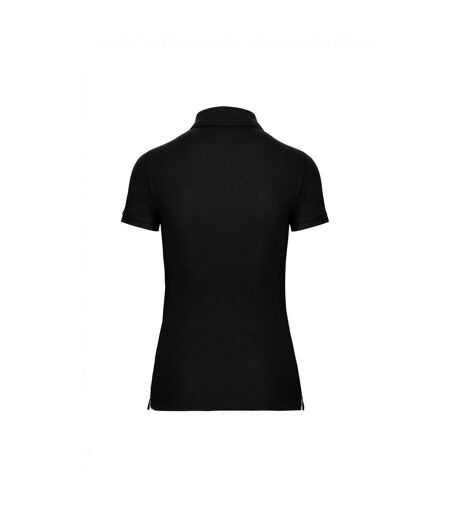 Womens/ladies Pique Anti-bacterial Polo Shirt Black WK. Designed To Work