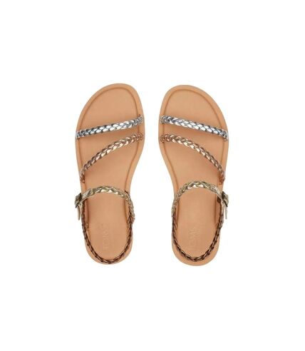 Womens/ladies kira metallic sandals silver/gold Toms