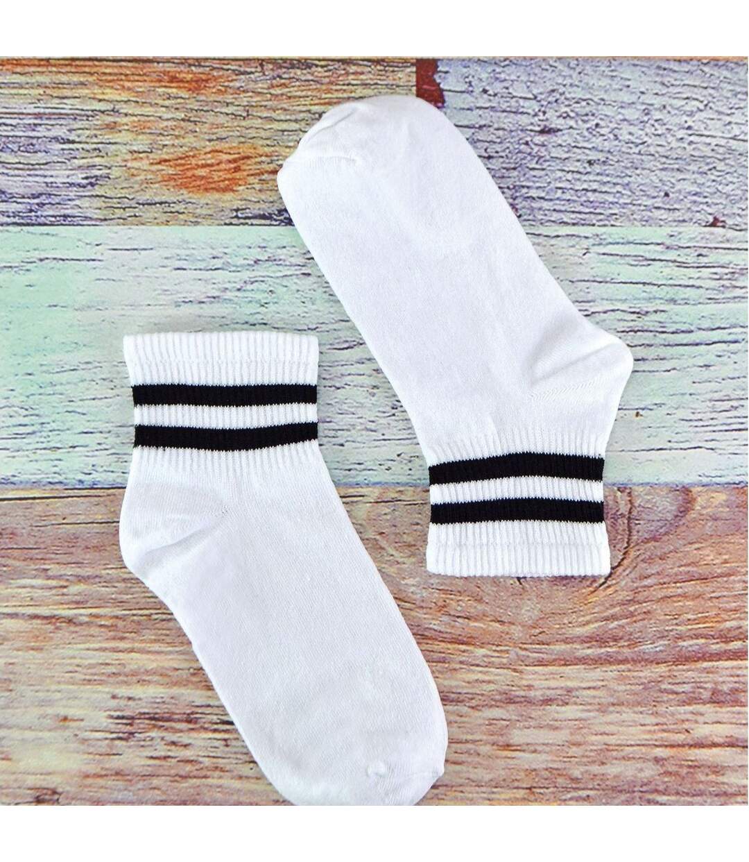 12 Pack Ladies Ankle Cotton Striped Socks-3