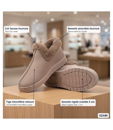 OZABI Pantoufles Femme Hiver Scandinave, Montantes Cheville, Semelle Crantée