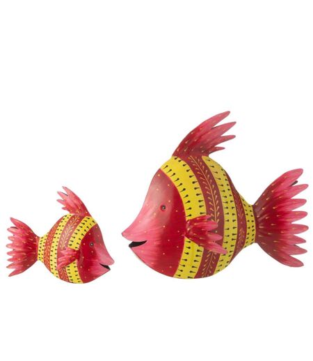 Statuette Déco Poisson en Métal Tom 34cm Rouge