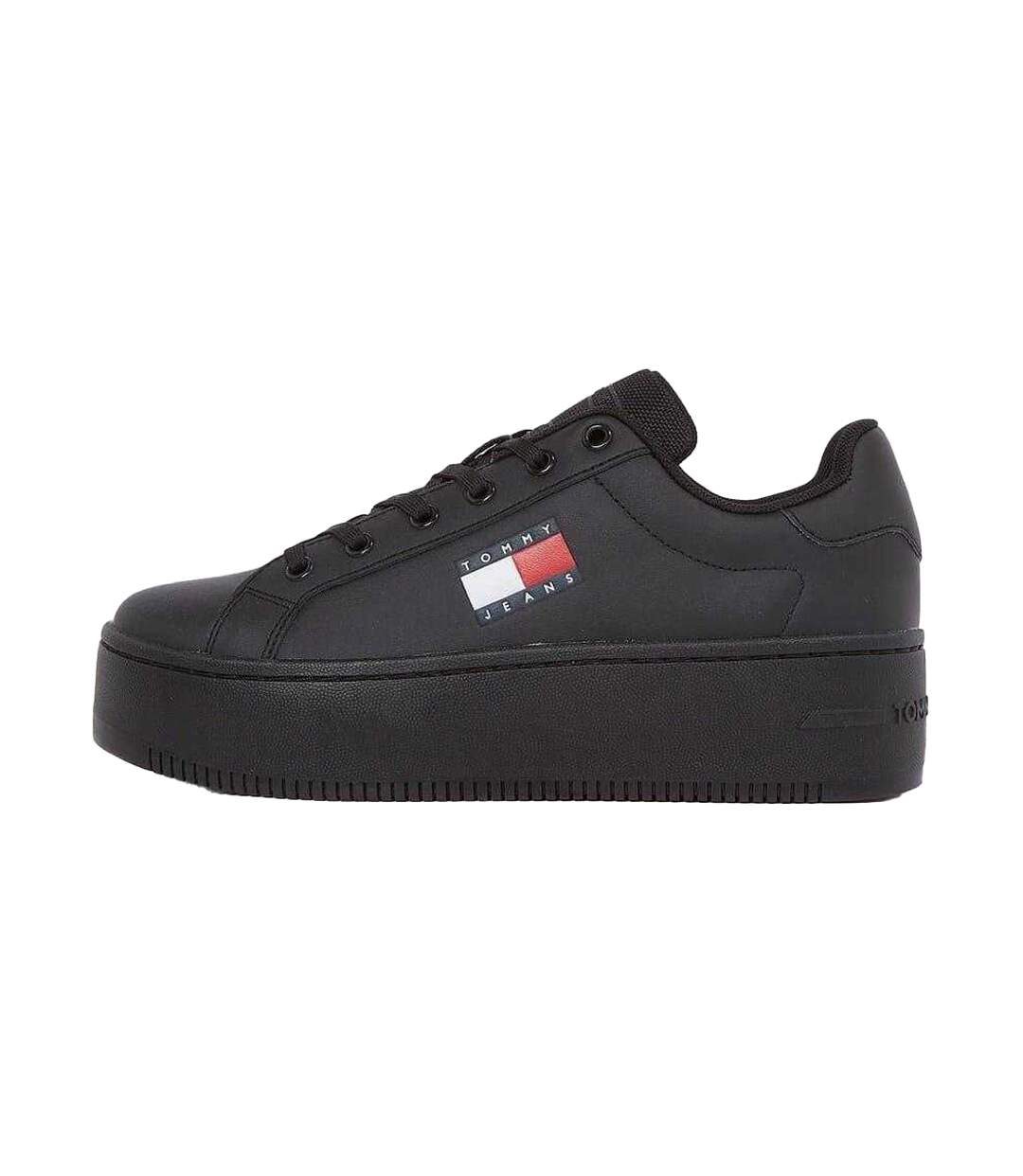 Womens/ladies Icon Leather Flatform Trainers Black Tommy Jeans-2