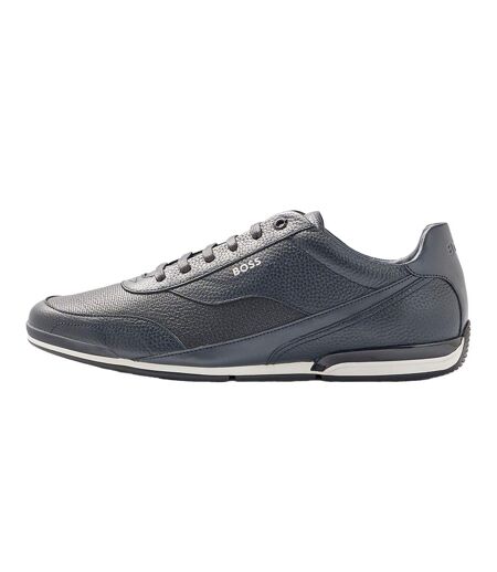 Womens/ladies Saturn Leather Low Cut Trainers Dark Blue Boss