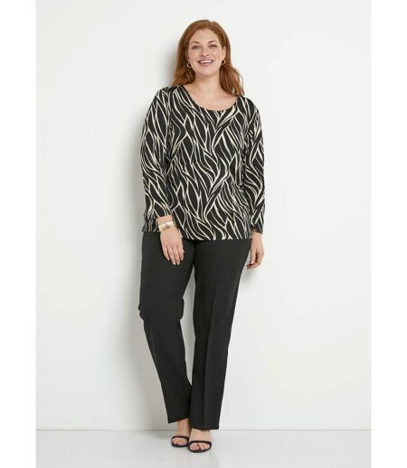 T-shirt zébré décolleté dos manches 3/4