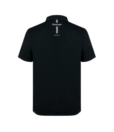 Mens Contrast Striped Golf Polo Shirt Black Slazenger