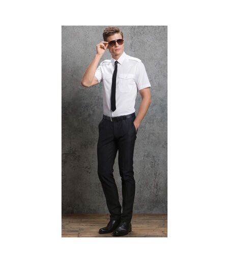 Chemise de pilote à manches courtes homme blanc Kustom Kit