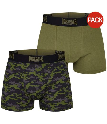 Pack Of 2  Mens Camo Boxer Briefs  Khaki Lonsdale