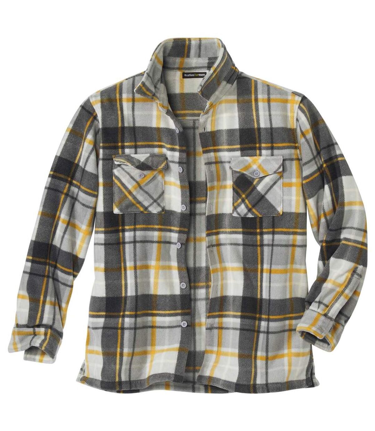 Men's Checked Fleece Overshirt - Grey Yellow Off-White  Atlas For Men