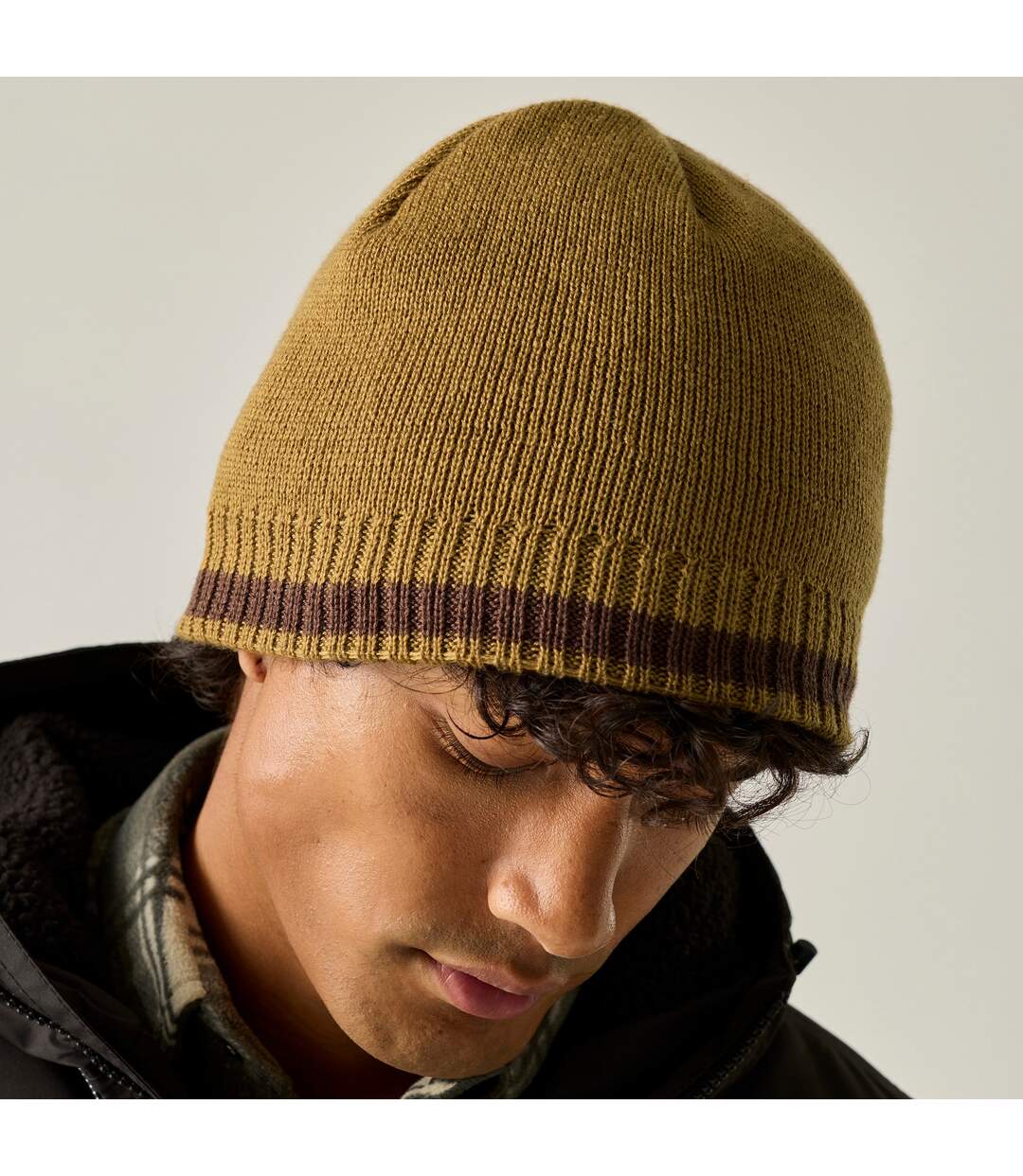 Bonnet En Acrylique Motif/style Détail Rayé Balton Homme Jaune Sombre Marron Foncé Regatta-4