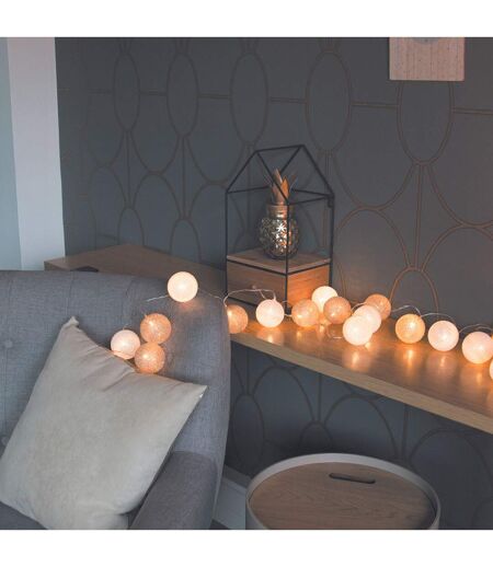 Guirlande lumineuse 20 LED Boules Céleste - L. 345 cm - Blanc et doré