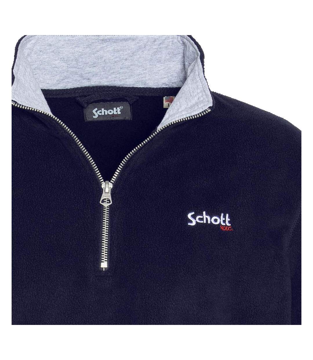 Sweat polaire marine homme schott half zipped-3
