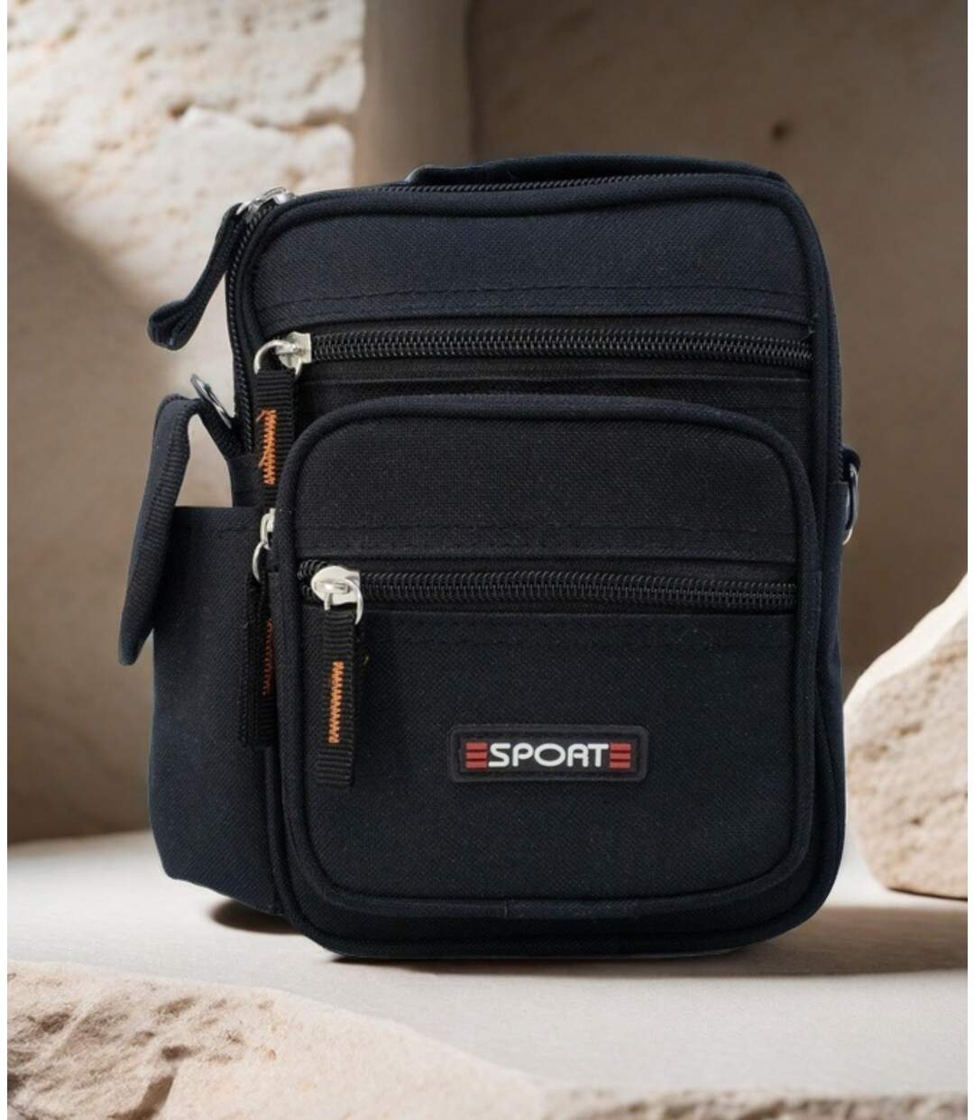 Sacoche Pratique Multi-Poches pour Homme - Synthétique Noir-4
