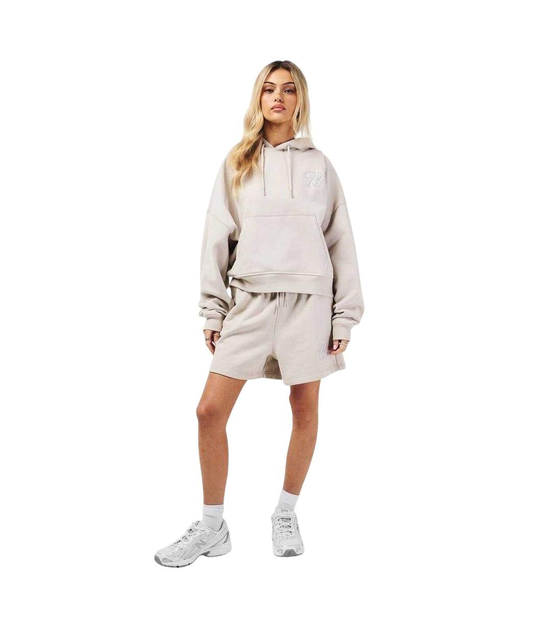 Womens/ladies Embroidered Logo Relaxed Fit Sweat Shorts Stone Jack Wills-4