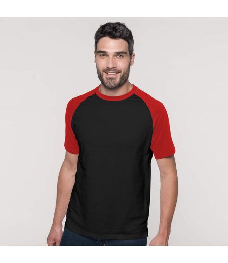 T-shirt de baseball à manches courtes  pour homme blanc/rouge Kariban