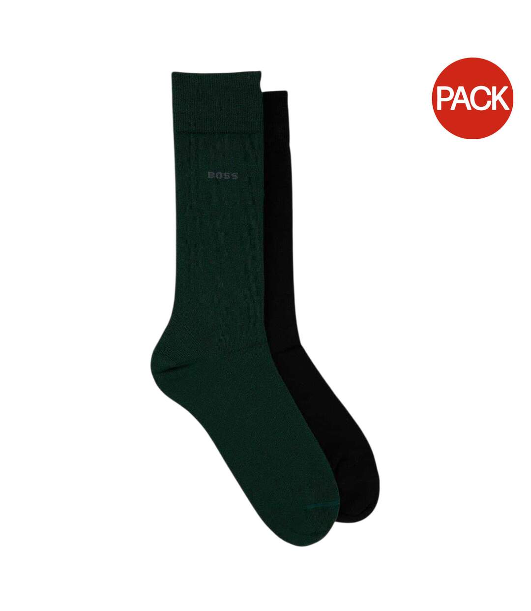 Lot De 2  Chaussettes Motif/style Uni Homme Vert Boss-1