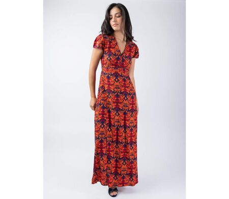 Robe longue chic et féminine MARBELLA motif ethnique baroque Coton Du Monde