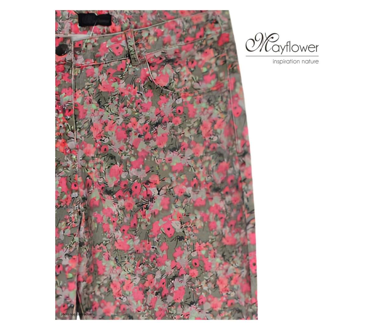 MAYFLOWER BELINDA2O - Pantalon stretch imprimé fleuri orange : fraîcheur et confort absolu-4