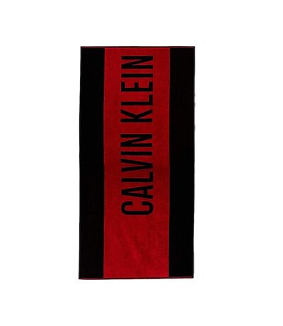 Serviette rouge/noir homme/femme calvin klein jeans towel-block - taille unique