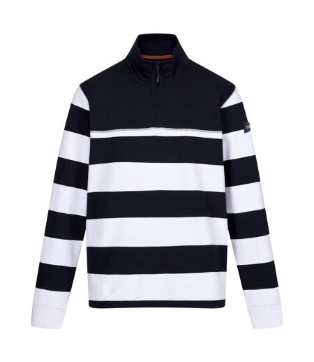 Mens agilno striped half zip fleece top navy/white Regatta