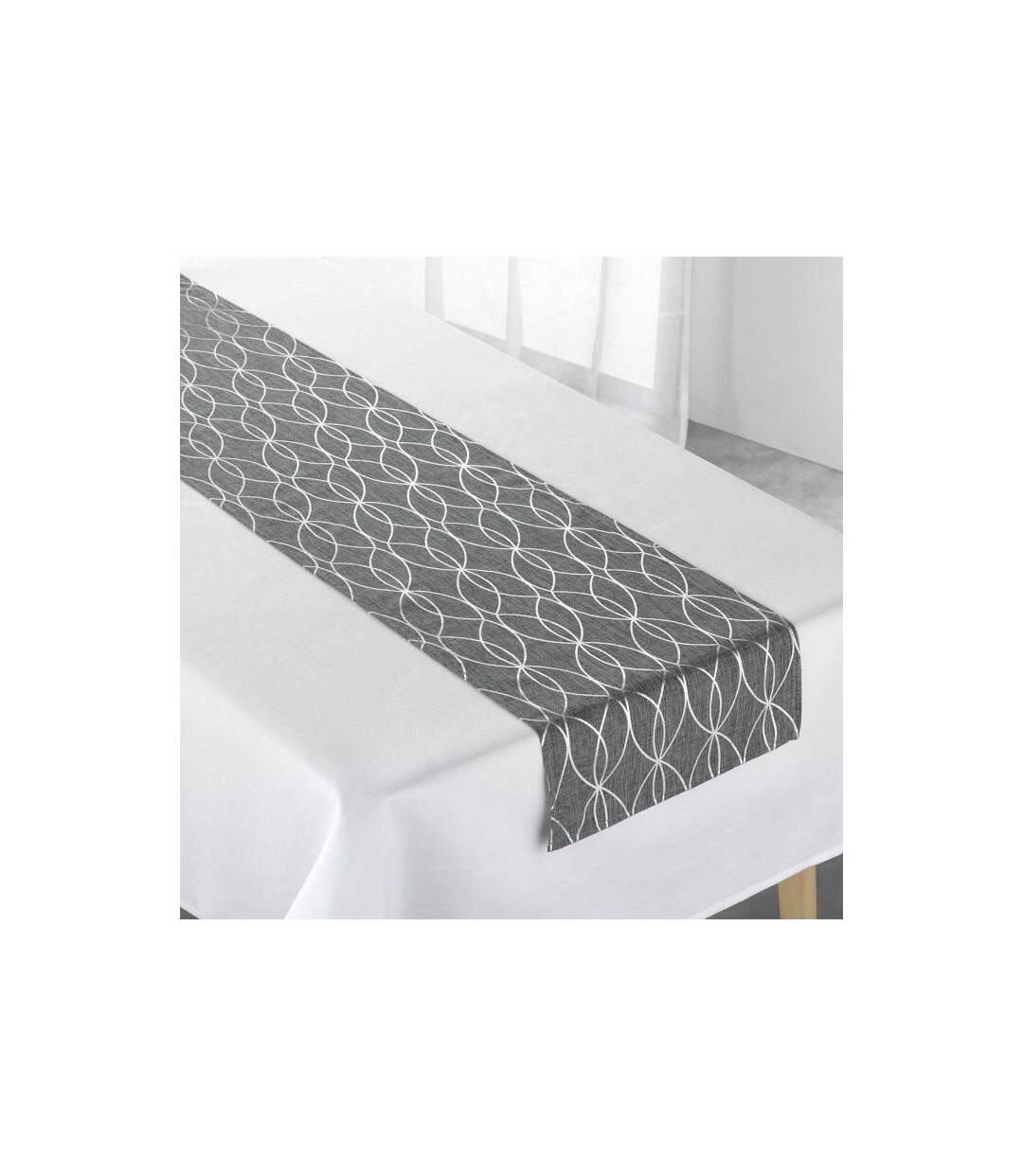 Nappe & Chemin de Table Elipsa 140x250cm Gris & Argent-1