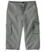 Men's Grey Microfibre Cropped Cargo Trousers