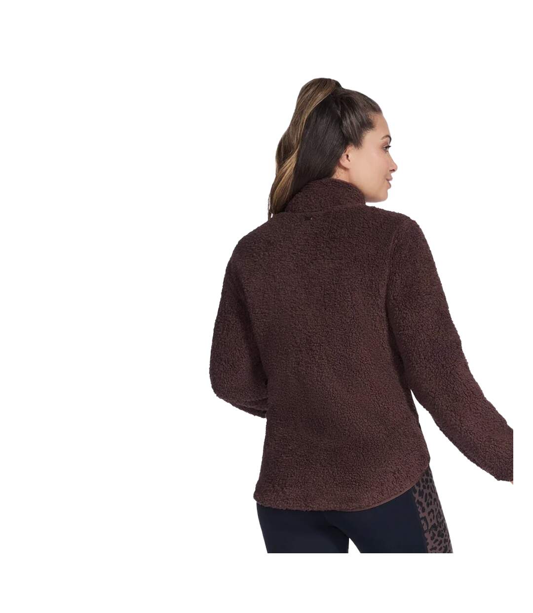 Womens/ladies Sherpa Jacket Coffee Skechers-3