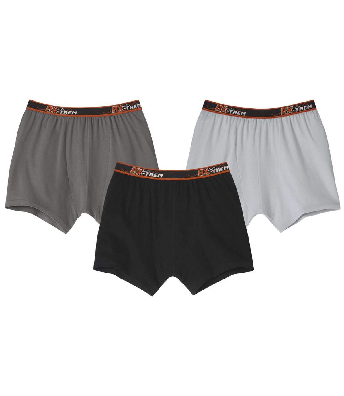 Pack of 3 Men's Stretch Boxer Shorts - Medium Gray Black Light Gray Atlas For Men