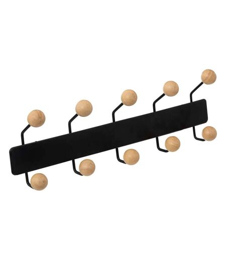 Patère Murale en Bois 10 Boules 44cm Noir