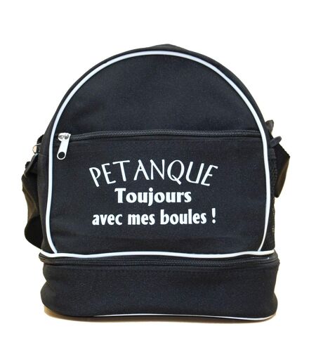 Sac bandoulière pour 3 boules de pétanque - Toujours avec mes boules - noir