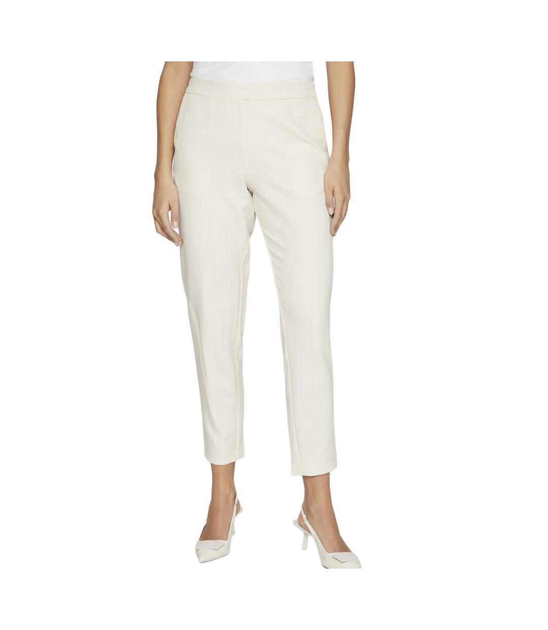 Pantalon slim 7/8 écru femme vila vicarrie lowny-1