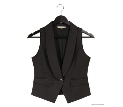 Gilet Sans Manches Femme Blazer Coton Gris Axxano AH1165G : Élégance Moderne