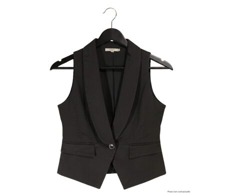 Gilet Sans Manches Femme Blazer Coton Gris Axxano AH1165G : Élégance Moderne
