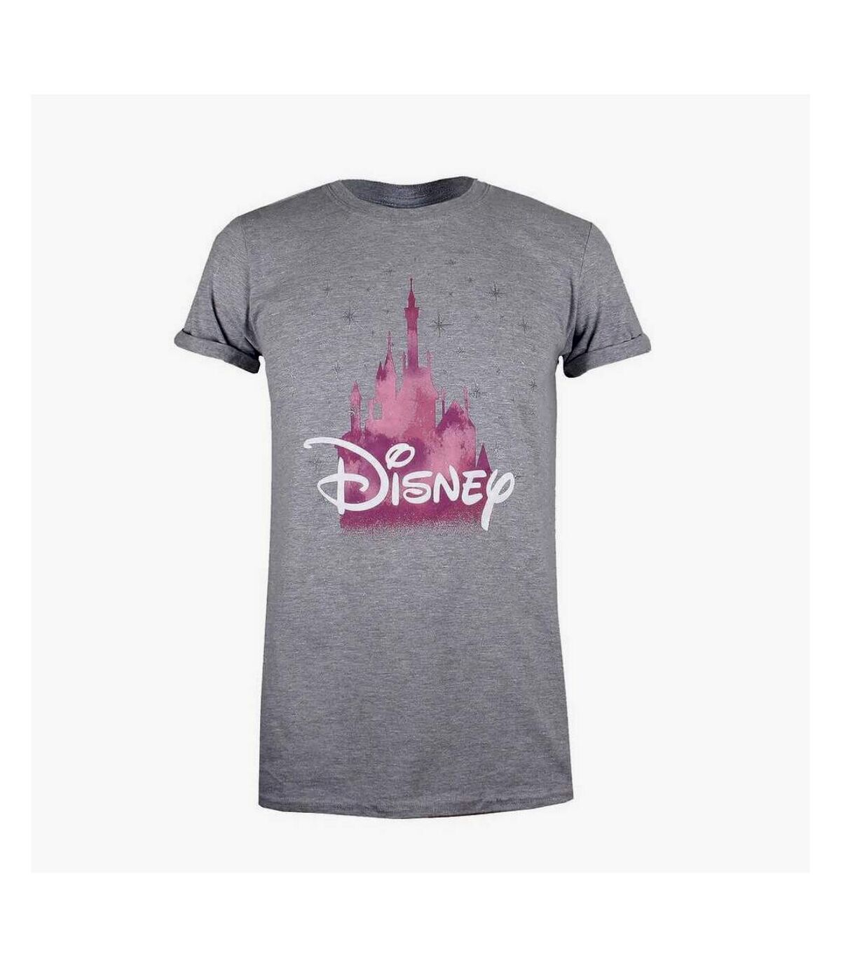 Disney Womens/Ladies Castle T-Shirt (Sports Grey/Pink/White)