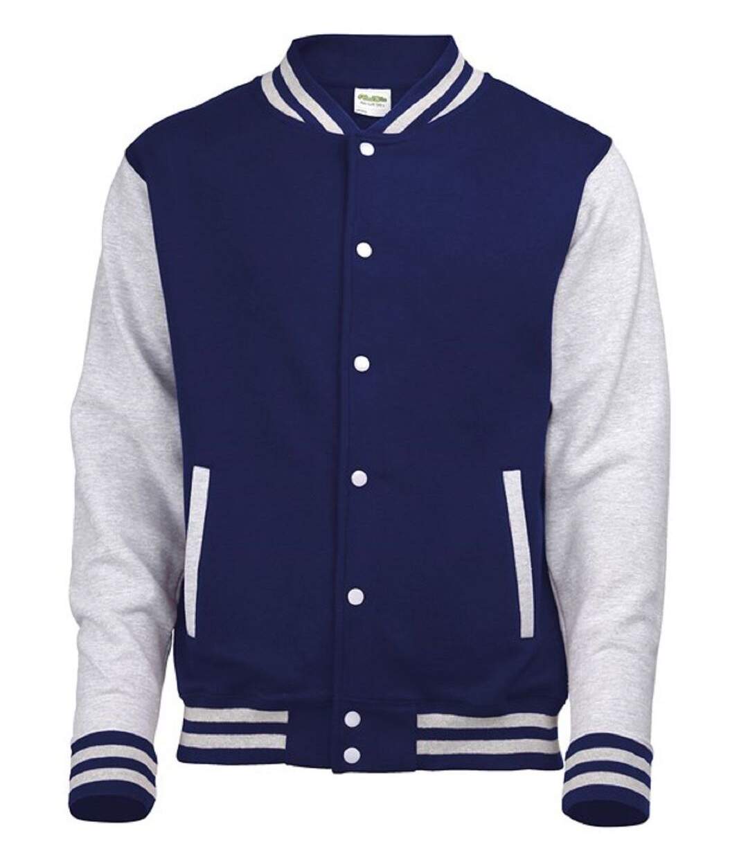 Veste teddy style collège américain université - JH043 - bleu marine et gris chiné-1