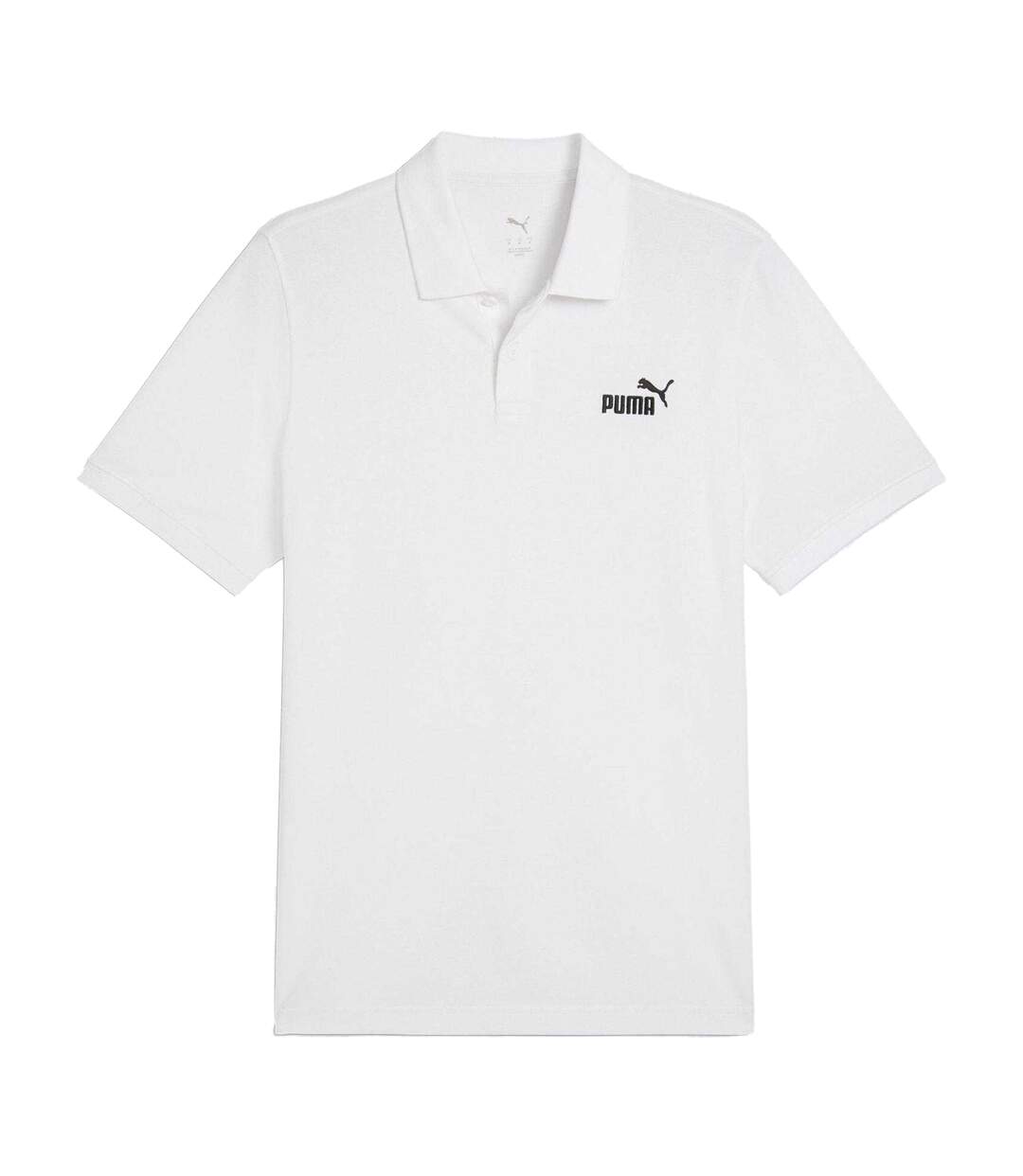 Mens Logo Pique Classic Polo Shirt White Puma-1