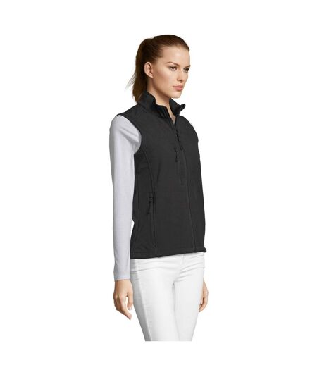 Womens/ladies Rallye Softshell Sleeveless Gilet Black SOLS