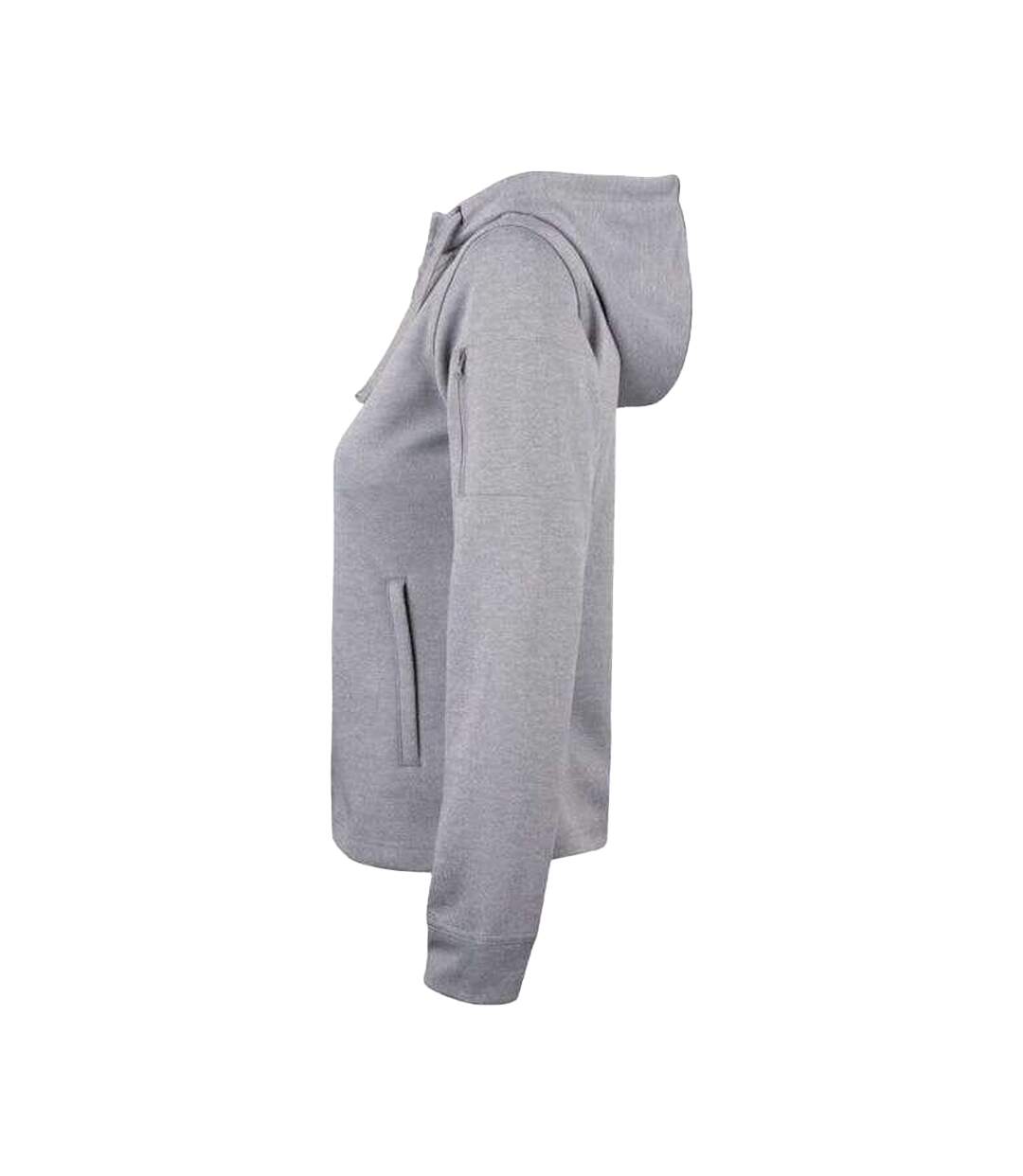 Womens/ladies Basic Full Zip Hoodie Grey Melange Clique-3
