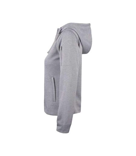 Womens/ladies Basic Full Zip Hoodie Grey Melange Clique