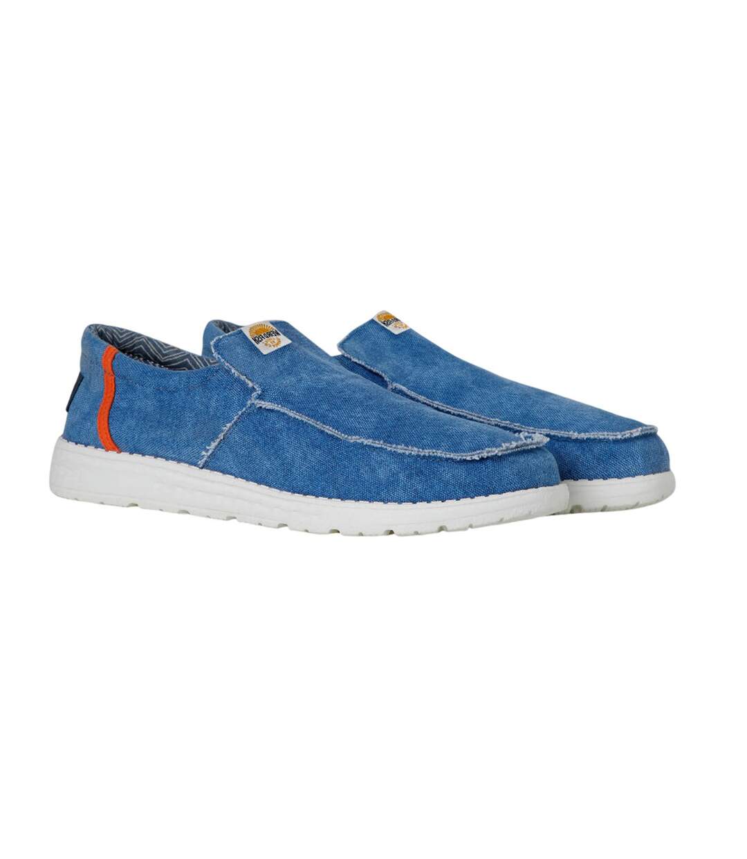 Mens Shoal Washed Canvas Slip-on Lightweight Shoes Denim Weird Fish-1