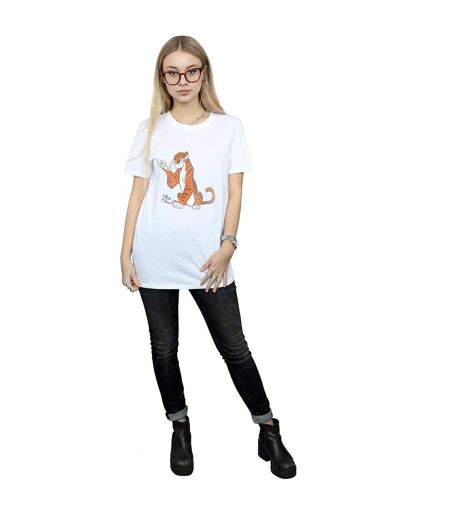 Disney Womens/Ladies The Jungle Book Classic Shere Khan Cotton Boyfriend T-Shirt (Blanc) - UTBI28352