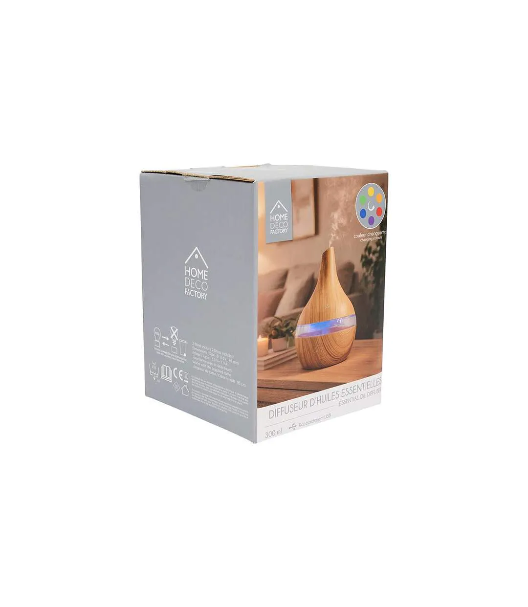 Diffuseur d'Huiles Essentielles LED Goutte 14cm Marron-4