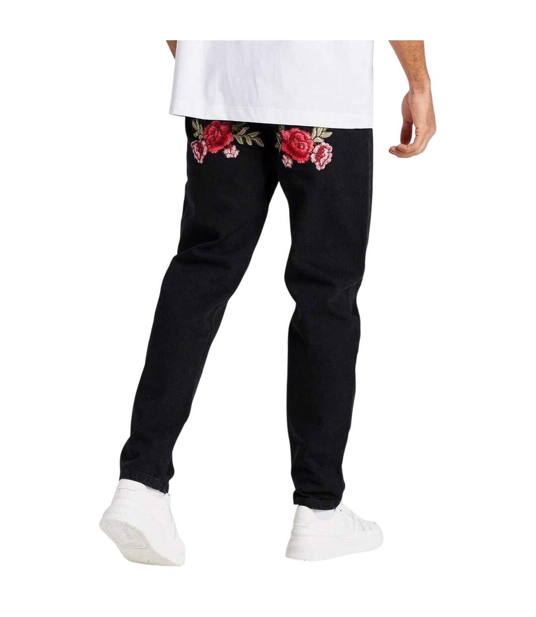 Jean Motif/style Broderie Florale St Jean Homme Noir SikSilk-3