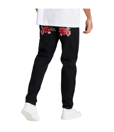 Jean Motif/style Broderie Florale St Jean Homme Noir SikSilk