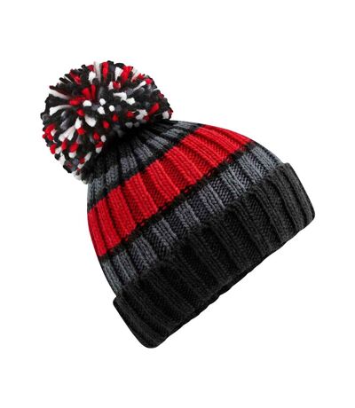 Beechfield Unisex Adult Hygge Striped Beanie (Black Cherry) - UTPC4694