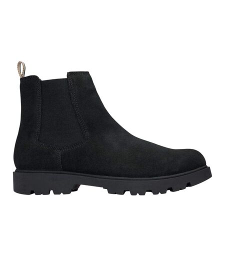 Mens Signature Stripe Suede Taped Chelsea Boots Black Boss