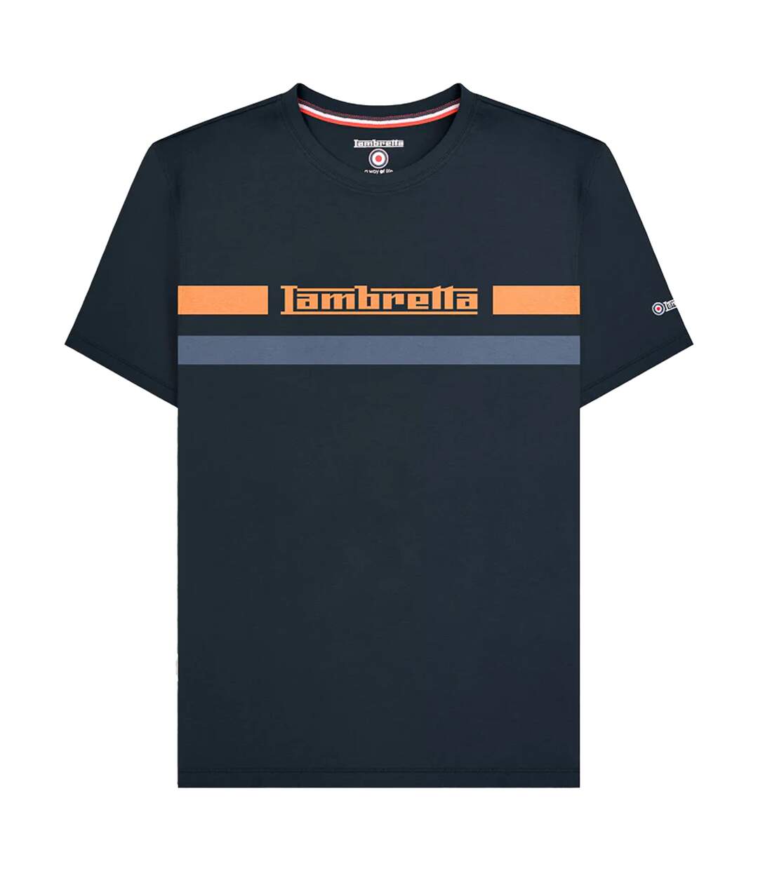 T-shirt Motif/style Rayure Sur Poitrine Homme Bleu Marine Lambretta-2
