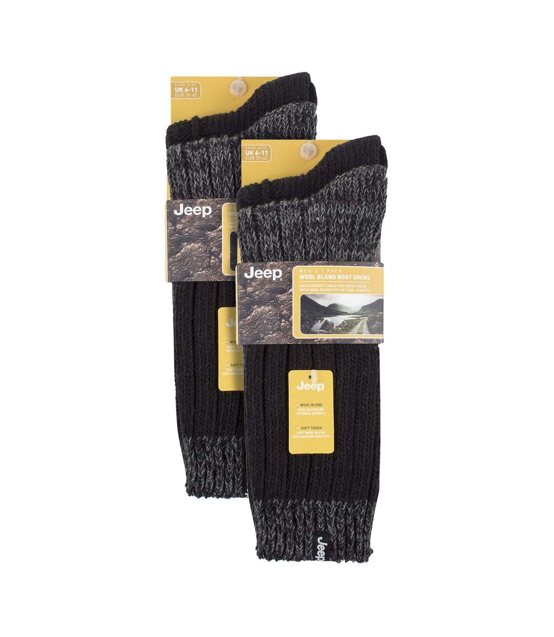 Mens 4 Pack Wool Hiking Socks | Ribbed Cable Knit Wool Blend Boot Socks-2