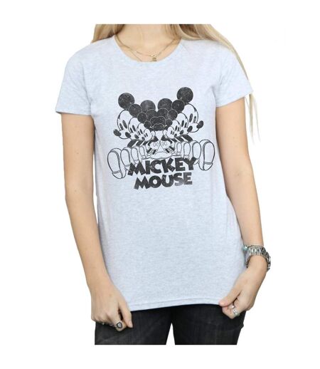 Disney T-shirt en coton miroité Mickey Mouse Femme/Ladies (Gris sportif) - UTBI30929